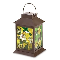 11.75" Solar-Powered Floral Lantern