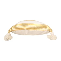 Hello Honey® Cream & Mustard Striped Pillow with Tassels