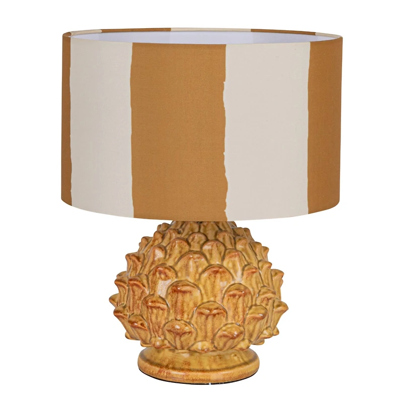 Hello Honey® 14.75" Mustard & Cream Artichoke Finial Stoneware Table Lamp, 2ct.