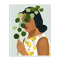 Stupell Industries Woman With Plant Green Fashion Modern Painting, 10" x 15"
