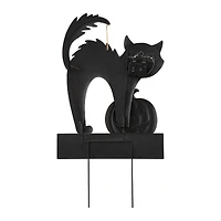 Glitzhome® 32" Lighted Metal Halloween Black Cat Yard Stake