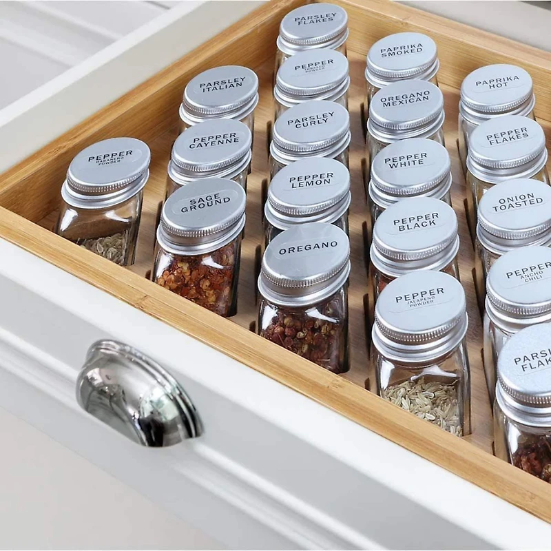 NEX™ Oumilen Free-Standing Bamboo Spice Organizer with 23 Glass Jars