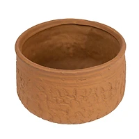 Hello Honey® 6" Terracotta Boho Stoneware Planter with Embossed Pattern