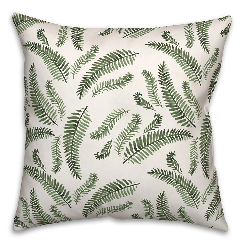 Green Fern Pattern 18" x 18" Throw Pillow