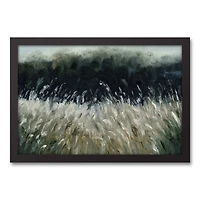 Moody Grass Scene Black Framed Canvas Wall Art