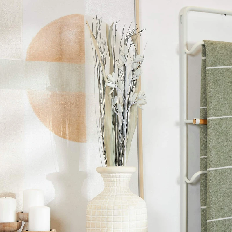 40" Gray Dried Plant Floral Bouquet Branch Natural Foliage with Grass Stems