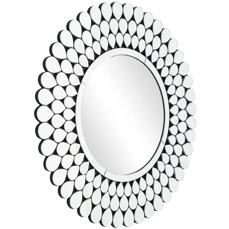 Silver Glass Starburst Wall Mirror with Teardrop Embellishment 31" x 1" x 31"