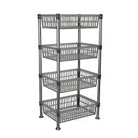 Kitchen Details Smoke Gray 4-Tier Slim Shelf