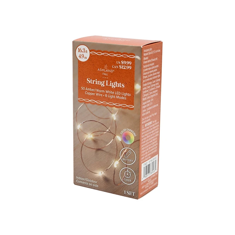 50ct. Amber/Warm White LED String Lights by Ashland®