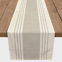 Neutral Linen Stripes Outdoor Table Runner
