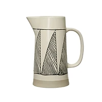 Hello Honey® 9" Embossed Modern Black & White Stoneware Water Pitcher