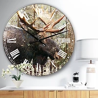 Designart 'Open Season Moose Oversized Traditional Wall Clock