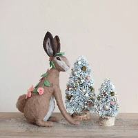 Hello Honey® 9" Frosted Ornaments, Pinecones & Glitter Christmas Tree with Wood Slice Base