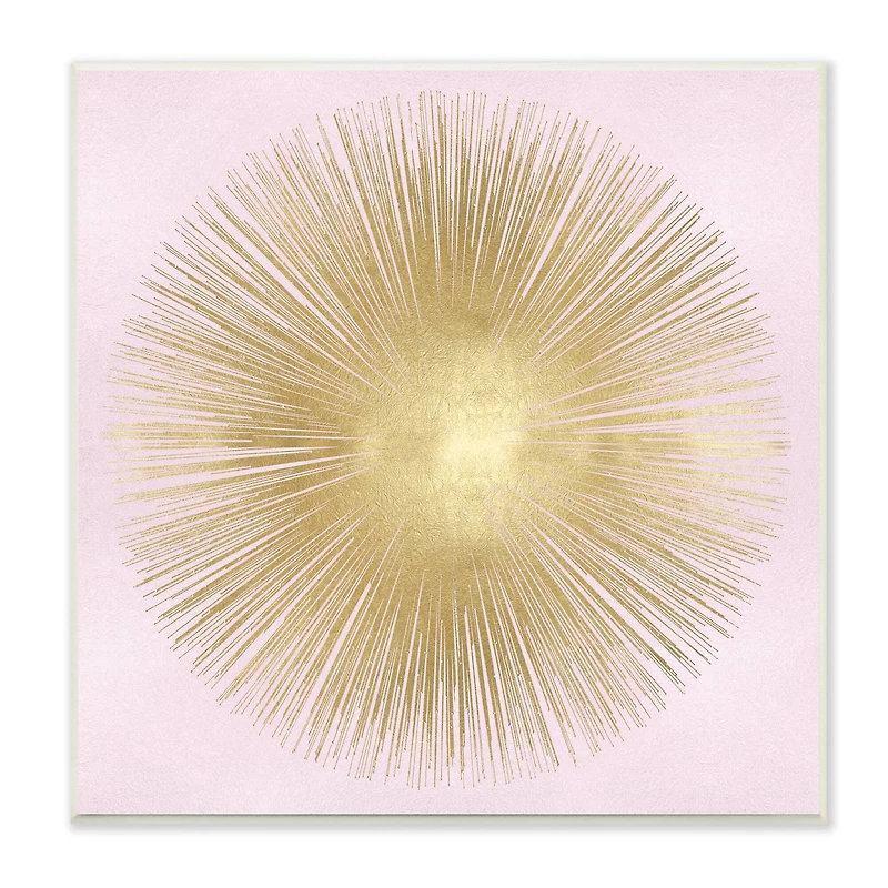 Stupell Industries Minimal Abstract Glam Sunburst Lines Over Pink,12" x 12"