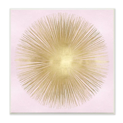 Stupell Industries Minimal Abstract Glam Sunburst Lines Over Pink,12" x 12"