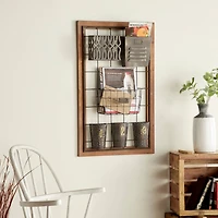 32" Brown Metal Farmhouse Magazine Rack Holder