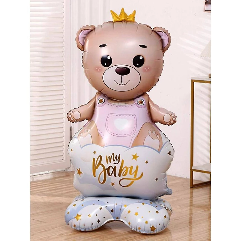 Wizardi Girl Bear with Crown Standing Foil Balloon Decoration