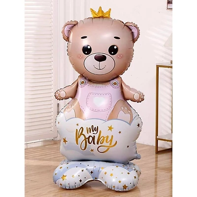 Wizardi Girl Bear with Crown Standing Foil Balloon Decoration