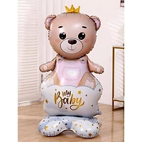 Wizardi Girl Bear with Crown Standing Foil Balloon Decoration
