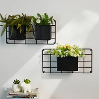Glitzhome® Black Metal Vertical Wall Planter Stands Set