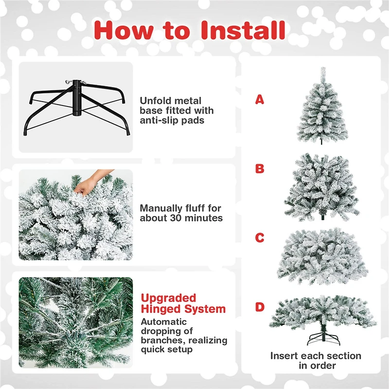 Costway 9ft. Unlit Snow Flocked Artificial Christmas Tree