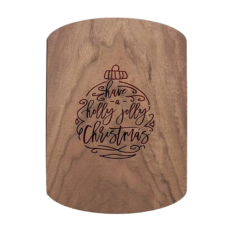 Holly Jolly Christmas Script 11" x 8" Walnut Oval Cutting Board