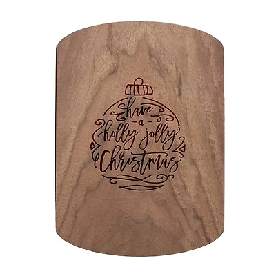 Holly Jolly Christmas Script 11" x 8" Walnut Oval Cutting Board