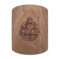 Holly Jolly Christmas Script 11" x 8" Walnut Oval Cutting Board