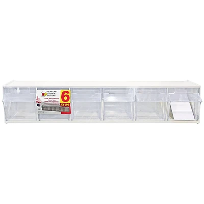 Quantum Storage Systems® 4.5" x 23.625" 6 Compartment Storage Box with Clear Tip Out Bins