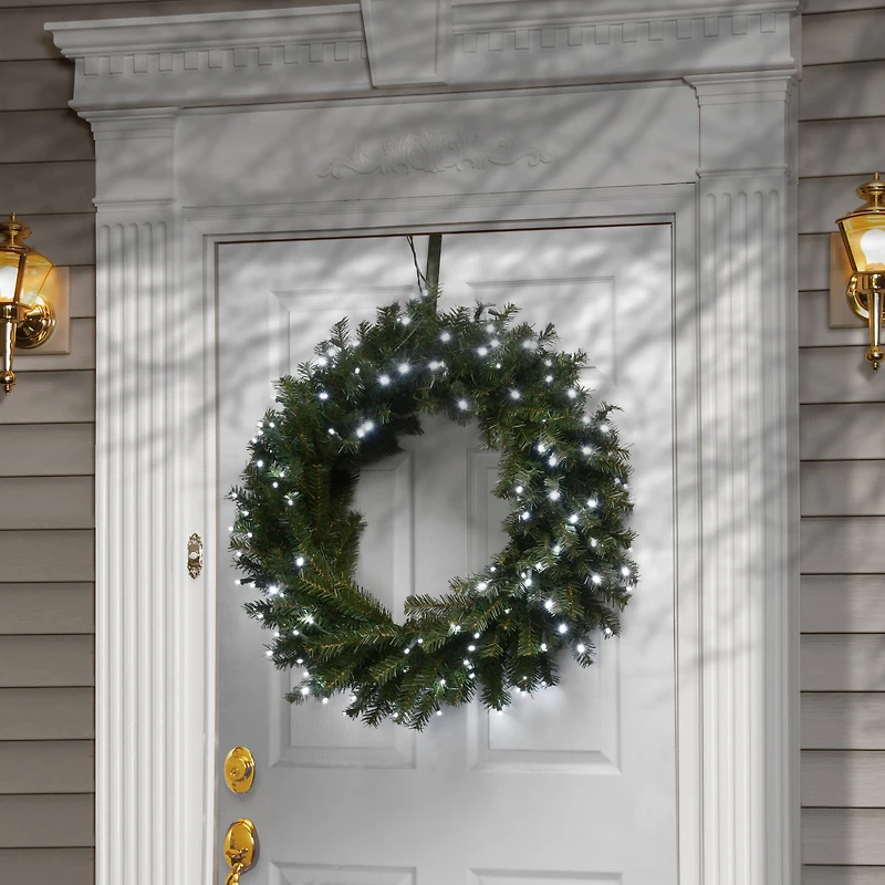 30" Cool White LED Memory-Shape® Norwood Fir Wreath