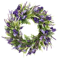 24" Purple & Green Orion Geranium Lavender Foliage Artificial Spring Wreath