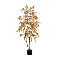 5ft. Green & Orange Autumn Wispy Eucalyptus Artificial Potted Tree