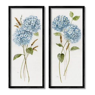 Stupell Industries Blue Hydrangea Long Stems Soft Vintage Florals Framed Wall Art