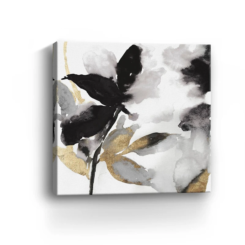 Lumaprints Black Petals Gold Leaves I Giclée Canvas