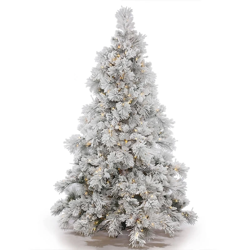 3.5ft. Pre-Lit Flocked Alberta Artificial Christmas Tree, Pure White LED Lights