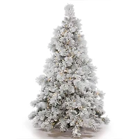 3.5ft. Pre-Lit Flocked Alberta Artificial Christmas Tree, Pure White LED Lights