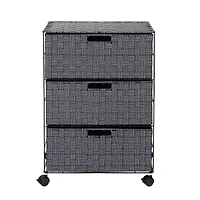 Honey Can Do 26" Black Three-Drawer Woven Home Office Organizer with Wheels