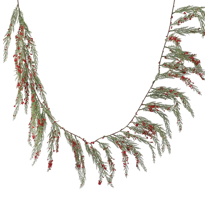 6ft. Cedar & Red Berry Glitter Garland by Ashland®