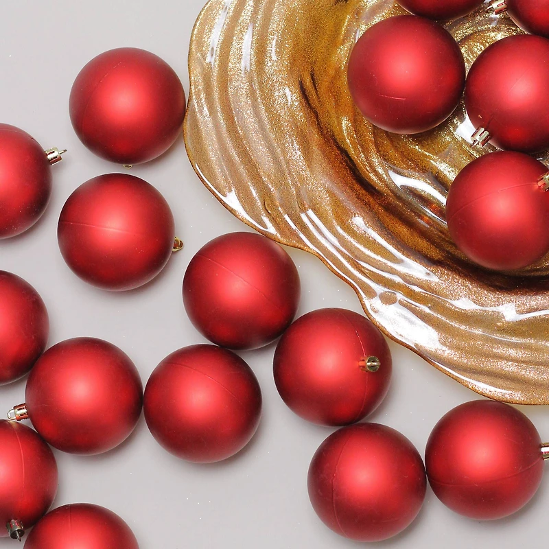 32ct Red Matte Shatterproof Christmas Ball Ornaments 3.25" (80mm)
