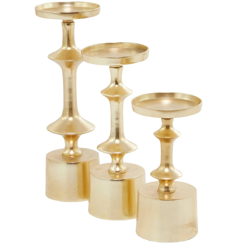 CosmoLiving by Cosmopolitan Gold Aluminum Pillar Candle Holder Set