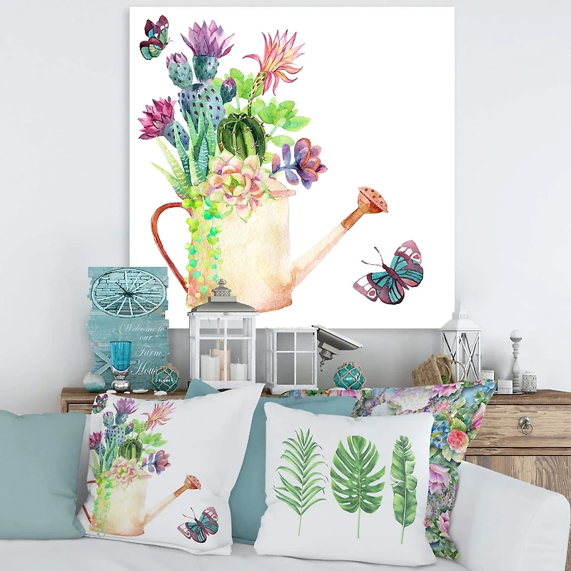 Designart - Succulents In Old Watering Can