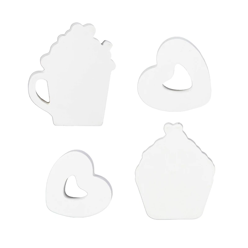 Glitzhome® Valentine's Wooden Cup Cakes & Heart Table Décor Set