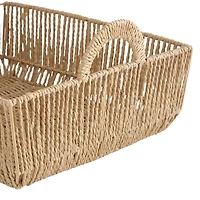 Simplify Large Vertical Weave Shelf Storage Basket with Round Handles
