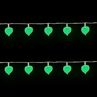 10ct. Battery Operated Green Leaf Shaped Novelty Christmas Light Set