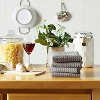 DII® Solid Gray Waffle Terry Dishtowel, 4ct.