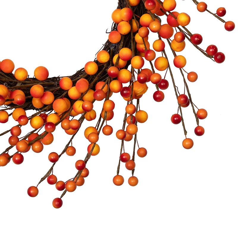 14" Orange & Red Berry Artificial Fall Harvest Twig Wreath