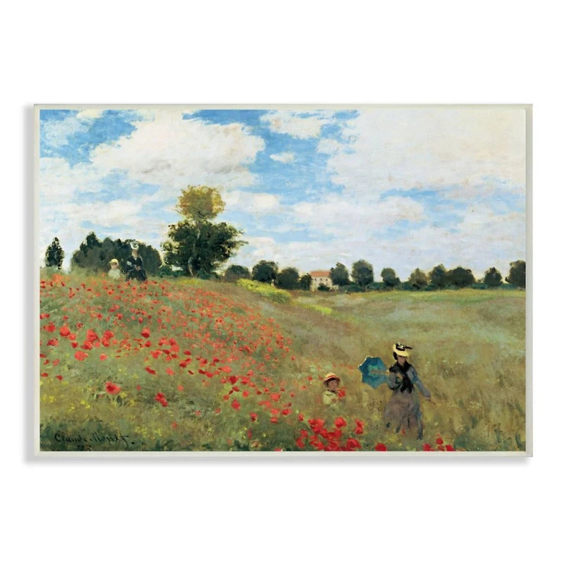 Stupell Industries The Poppy Field by Monet Classic Painting Print Wall Plaque
