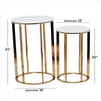 16" Gold Iron Contemporary Accent Table Set