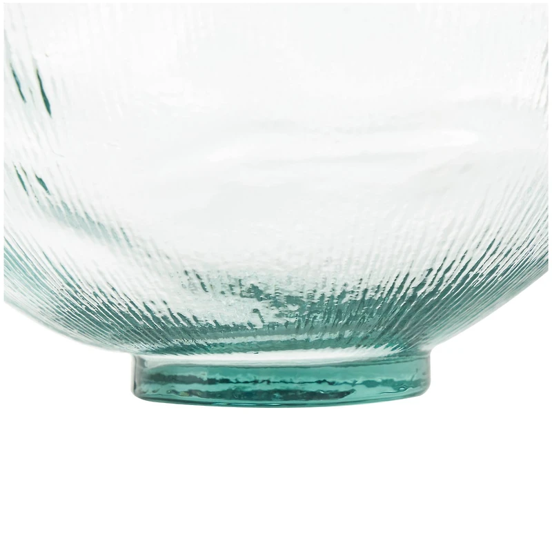 17" Clear Ribbed Round Glass Spanish Vase
