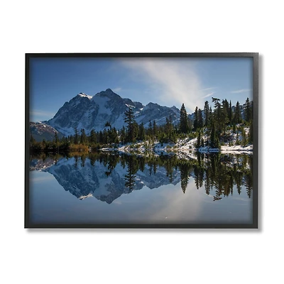 Stupell Industries Winter Lake Snowy Mountain Landscape Water Reflection in Frame Wall Art